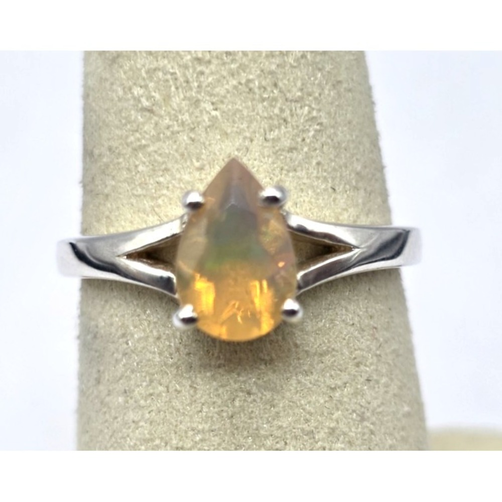 Fire Opal Ring Size‎ 7.75 Teardrop Handmade Sterling Silver 925 Split Shank NWT - Picture 6 of 9